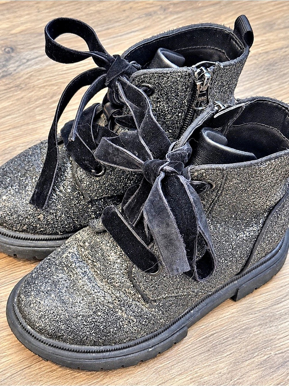 Cat & Jack Toddler Girls Khloe Ankle Boots Black Glitter